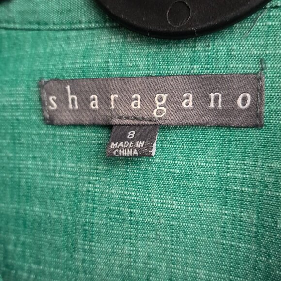 Sharagano Green Half Sleeve Half Zip Dress with Belt - Picture 3 of 3